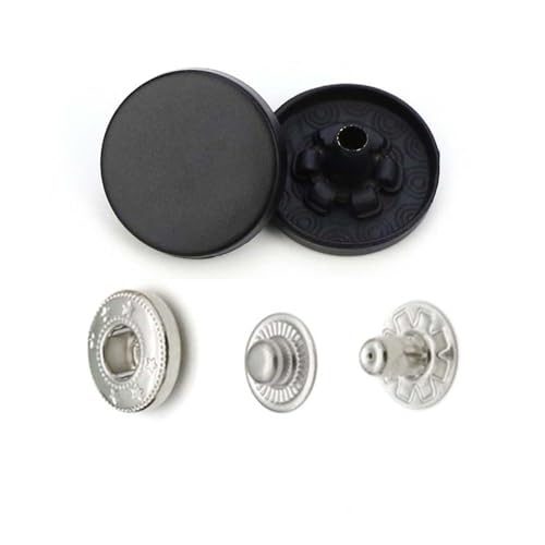 Bunte Metall-Druckknöpfe für Lederhandwerk, Taschen, Kleidung, Mantel, Jacken (H001 Schwarz, 831, 5 Set) von HIKOO DAILY