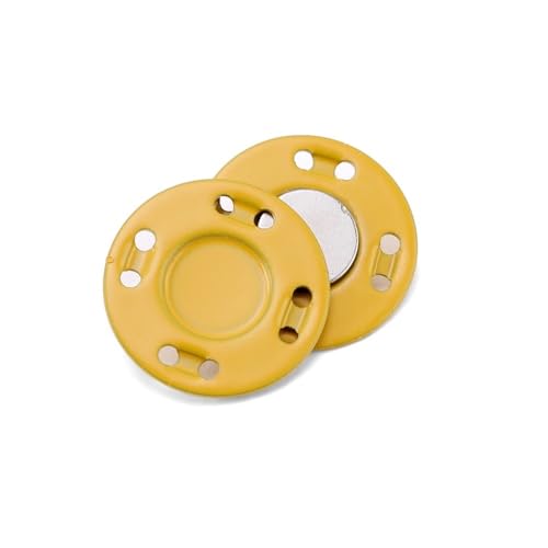 Metallknöpfe zum Nähen, Magnetstein, bunt, automatisch, magnetische Druckknöpfe, unsichtbar, Koffer, Tasche, Mantel, Schnalle, DIY Handwerk (Nr. 10, Gelb, 21 mm, 5 Paar) von HIKOO DAILY