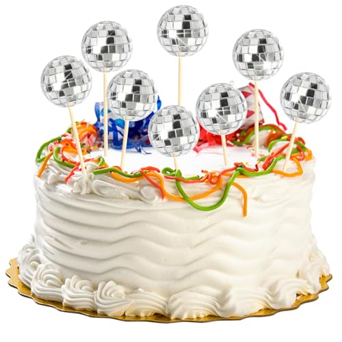 20 Stück Disco Ball Cake Topper, 1970s Discokugel Kuchen Toppers, Discokugel Tortendeko, Tortendeko Silber, Ball Kuchen Dekorationen, Geeignet Für Partys, Weihnachtsbäume, Dekorationen, Hochzeiten von HIKPACKER