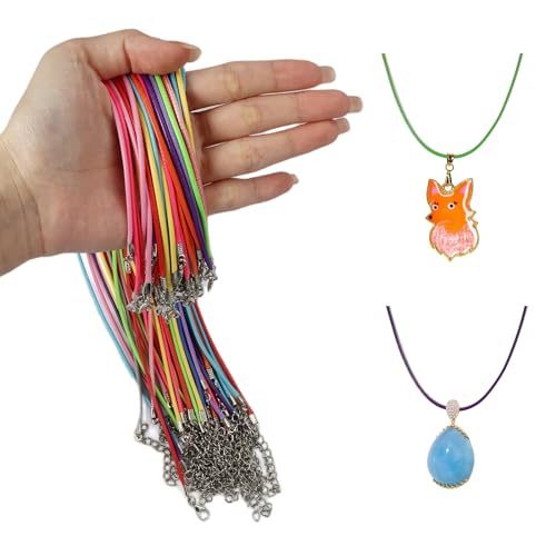 40 Stück Lederband Kette Mit Verschluss, 2mm Halskettenschnur Gewachste, Kunstlederband Schmuckband für DIY Armband Halskette Schmuckherstellung von HIKPACKER