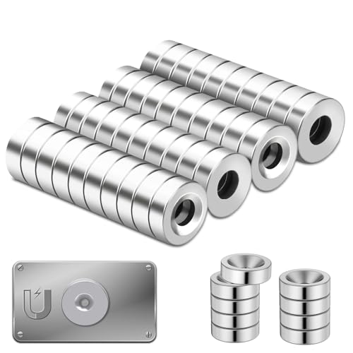 HIKPACKER 40 Stück Neodym Magnete mit Loch, Extra Stark 10mmx3mm, Rund, Silber, für Whiteboard, Kühlschrank, Fotos und Magnettafeln HIKPACKER 40 Stück Neodym Magnete mit Loch, Extra Stark 10mmx3mm, Rund, Silber, für Whiteboard, Kühlschrank, Fotos und Magnettafeln von HIKPACKER