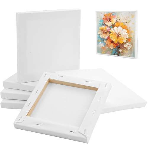 6 Stück Leinwand zum Bemale, 15 x 15 cm Baumwolle Leinwände zum Malen, Weiß Mini Leinwand, Kleine Leinwand, Leinwand Rahmen Keilrahmen für Bastler Künstler, Acrylfarben Geeignet, Acryl und Ölgemälde 6 Stück Leinwand zum Bemale, 15 x 15 cm Baumwolle Leinwände zum Malen, Weiß Mini Leinwand, Kleine Leinwand, Leinwand Rahmen Keilrahmen für Bastler Künstler, Acrylfarben Geeignet, Acryl und Ölgemälde von HIKPACKER