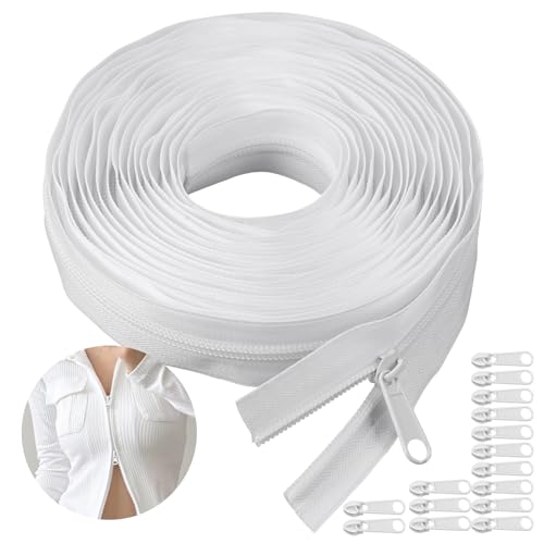 Endlos Reissverschluss mit Zipper Reissverschluss für Bettwäsche, 5mm 5m Reißverschluss Meterware mit 15 Metall Schieber, Nylon Endlosreißverschluss mit Zipper Weiß, für Tasche Kleidung Bettwäsche Endlos Reissverschluss mit Zipper Reissverschluss für Bettwäsche, 5mm 5m Reißverschluss Meterware mit 15 Metall Schieber, Nylon Endlosreißverschluss mit Zipper Weiß, für Tasche Kleidung Bettwäsche von HIKPACKER