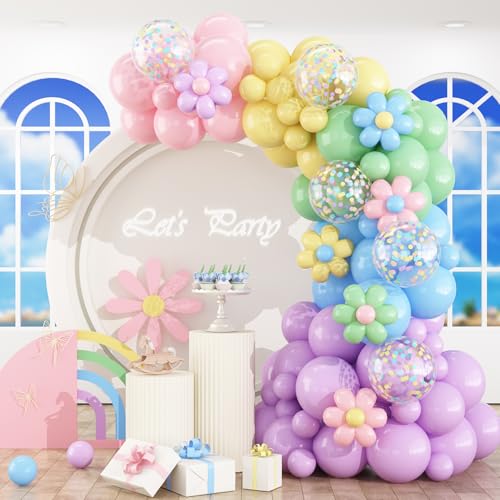 HILAVO Ballonbogen-Set in Pastellfarben, Macaron, Rosa, Blau, Grün, Lila, Gelb, Pastellfarben, Regenbogen-Konfetti, Latex, Party-Ballons, Girlande für Ostern, Geburtstag, Babyparty, Abschlussfeier, HILAVO Ballonbogen-Set in Pastellfarben, Macaron, Rosa, Blau, Grün, Lila, Gelb, Pastellfarben, Regenbogen-Konfetti, Latex, Party-Ballons, Girlande für Ostern, Geburtstag, Babyparty, Abschlussfeier, von HILAVO