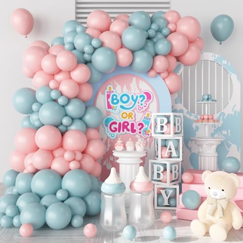 HILAVO Ballonbogen-Set in Rosa und Blau, 133 Stück, für Geschlechtsoffenbarung, Girlande, pastellrosa, staubig, blau, Latex, Party-Ballon für Jungen oder Mädchen, zum Enthüllen, Geburtstag, Brautparty HILAVO Ballonbogen-Set in Rosa und Blau, 133 Stück, für Geschlechtsoffenbarung, Girlande, pastellrosa, staubig, blau, Latex, Party-Ballon für Jungen oder Mädchen, zum Enthüllen, Geburtstag, Brautparty von HILAVO