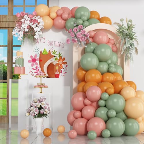 HILAVO Ballonbogen in Salbeigrün und Rosa, Retro, Altrosa, Olivgrün, gebranntes Orange, Beige, Ballon-Girlande für Boho-Mädchen, Wald-Babyparty, Fee, Blumen, Dschungel, Safari, Ostern, Geburtstag, HILAVO Ballonbogen in Salbeigrün und Rosa, Retro, Altrosa, Olivgrün, gebranntes Orange, Beige, Ballon-Girlande für Boho-Mädchen, Wald-Babyparty, Fee, Blumen, Dschungel, Safari, Ostern, Geburtstag, von HILAVO