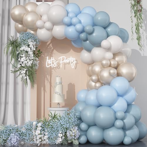 HILAVO Dusty Blue Balloon Arch Kit Retro Slate Light Pastell Blue Beige Cream Sand White Neutral Party Balloons Garland Kit for Boys Bridal Baby Shower Gender Reveal Birthday Wedding Party Decorations HILAVO Dusty Blue Balloon Arch Kit Retro Slate Light Pastell Blue Beige Cream Sand White Neutral Party Balloons Garland Kit for Boys Bridal Baby Shower Gender Reveal Birthday Wedding Party Decorations von HILAVO