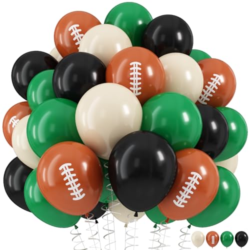 HILAVO Fußball-Luftballons, 30,5 cm, dunkelgrün, schwarz, weißer Sand mit orangefarbenem Druck, Sport-Latex-Ballon für Kinder, Jungen, Spiel, Fußball, Sport, Thema, Geburtstagsparty, Dekoration HILAVO Fußball-Luftballons, 30,5 cm, dunkelgrün, schwarz, weißer Sand mit orangefarbenem Druck, Sport-Latex-Ballon für Kinder, Jungen, Spiel, Fußball, Sport, Thema, Geburtstagsparty, Dekoration von HILAVO