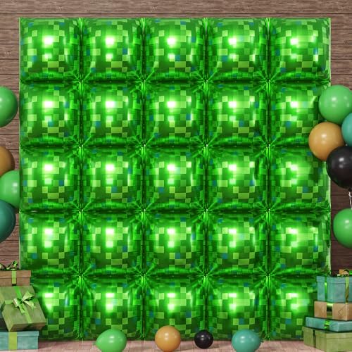 HILAVO Grüne Pixel-Ballon-Wand, 25 Stück, grüne Pixel, quadratische Folienballons, Wandhintergrund, Luftballons, Tunnelbogen für Kinder, Jungen, Videospiel, Thema, Geburtstagsparty, Dekoration HILAVO Grüne Pixel-Ballon-Wand, 25 Stück, grüne Pixel, quadratische Folienballons, Wandhintergrund, Luftballons, Tunnelbogen für Kinder, Jungen, Videospiel, Thema, Geburtstagsparty, Dekoration von HILAVO