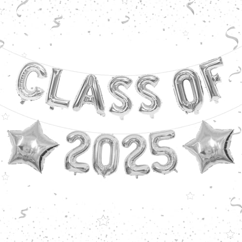 HILAVO Luftballons Klasse 2025, Silber Abschlussballons Klasse 2025 Dekorationen mit Silber Stern Ballons für Klasse 2025 Abschlussfeier Party Dekorationen HILAVO Luftballons Klasse 2025, Silber Abschlussballons Klasse 2025 Dekorationen mit Silber Stern Ballons für Klasse 2025 Abschlussfeier Party Dekorationen von HILAVO