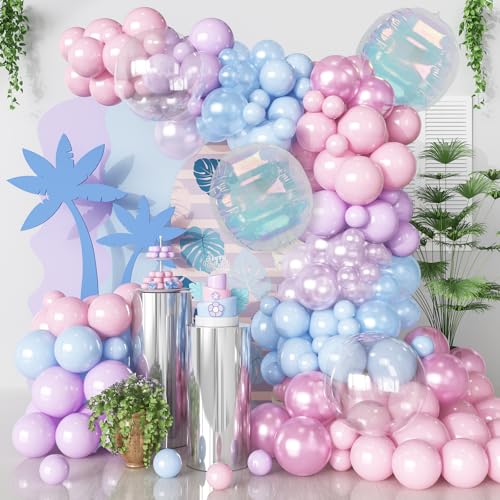 HILAVO Rosa Blau Lila Luftballons Bogen Kit Schillernder Ballon Klar Ballon Pastell Perle Rosa Lila Lavendel Blau Luftballons Girlande für Mädchen Geschlecht Enthüllung Hawaii Geburtstag Babyparty HILAVO Rosa Blau Lila Luftballons Bogen Kit Schillernder Ballon Klar Ballon Pastell Perle Rosa Lila Lavendel Blau Luftballons Girlande für Mädchen Geschlecht Enthüllung Hawaii Geburtstag Babyparty von HILAVO