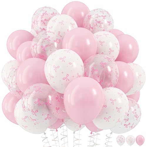 HILAVO Rosa Schleife Luftballons, 30,5 cm Pastell Hellrosa Transparent Weiß Schleife Druck Kokette Ballon für Mädchen Frauen Geburtstag Bachelorette Party Braut Baby Shower Hochzeitstag Dekorationen HILAVO Rosa Schleife Luftballons, 30,5 cm Pastell Hellrosa Transparent Weiß Schleife Druck Kokette Ballon für Mädchen Frauen Geburtstag Bachelorette Party Braut Baby Shower Hochzeitstag Dekorationen von HILAVO