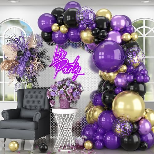 HILAVO Violett, Schwarz und Gold, Ballon-Bogen-Set, Abschlussballon-Girlande, schwarz, metallisch, dunkel, königlich, lila, gold, Konfetti-Ballon für Frauen, Grad Klasse 2025, Dekoration, Mittwoch, HILAVO Violett, Schwarz und Gold, Ballon-Bogen-Set, Abschlussballon-Girlande, schwarz, metallisch, dunkel, königlich, lila, gold, Konfetti-Ballon für Frauen, Grad Klasse 2025, Dekoration, Mittwoch, von HILAVO