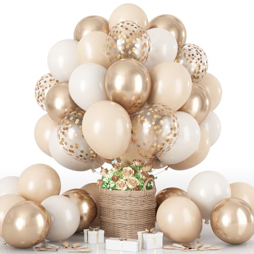 Luftballons Beige Gold, 60 Stück 12 Zoll Retro Nude Aprikose Weiß Sand Metallic Champagner Gold Helium Ballon mit Konfetti Latex Boho Ballons für Geburtstag Deko Bridal Babyparty Hochzeit Dekorations Luftballons Beige Gold, 60 Stück 12 Zoll Retro Nude Aprikose Weiß Sand Metallic Champagner Gold Helium Ballon mit Konfetti Latex Boho Ballons für Geburtstag Deko Bridal Babyparty Hochzeit Dekorations von HILAVO