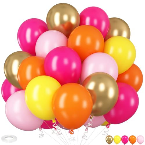 Luftballons Rosa Orange, 12 Zoll Hot Pink Pastel Pink Orange Gelb Metallic Gold Latex Helium Ballon für Mädchen Frau Geburtstag Babyparty Hochzeit Brautdusche Sommer Party Dekoration Luftballons Rosa Orange, 12 Zoll Hot Pink Pastel Pink Orange Gelb Metallic Gold Latex Helium Ballon für Mädchen Frau Geburtstag Babyparty Hochzeit Brautdusche Sommer Party Dekoration von HILAVO