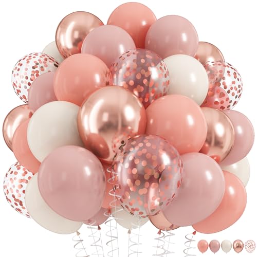 Luftballons Rosa Roségold, 60 Stück 12 Zoll Retro Pink Dusty Rosa Altrosa Weiß Sand Ballon mit Metallic Roségold Konfetti Latex Boho Ballon für Mädchen Geburtstag Party Bridal Babyparty Hochzeits Deko Luftballons Rosa Roségold, 60 Stück 12 Zoll Retro Pink Dusty Rosa Altrosa Weiß Sand Ballon mit Metallic Roségold Konfetti Latex Boho Ballon für Mädchen Geburtstag Party Bridal Babyparty Hochzeits Deko von HILAVO