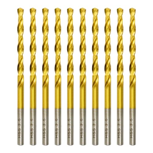 Titan HSS Metallbohrer 3.5mm x 70mm x 10pcs Professional Geschliffen Kobalt Spiralbohrer fur Edelstahl und Metall von HILPATY