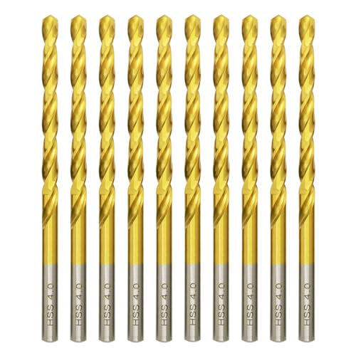 Titan HSS Metallbohrer 4.0mm x 75mm x 10pcs Professional Geschliffen Kobalt Spiralbohrer fur Edelstahl und Metall von HILPATY