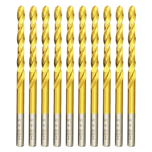 Titan HSS Metallbohrer 4.5mm x 80mm x 10pcs Professional Geschliffen Kobalt Spiralbohrer fur Edelstahl und Metall von HILPATY