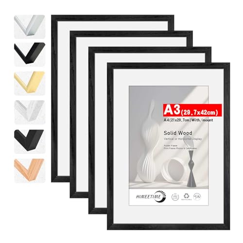 HIMEETIME® 4x Bilderrahmen DIN A3 30x42 cmSchwarz Holz Rahmen,für Bilder A4 21x29,7 cm mit Matte,Holzrahmen Holz-Bilderrahmen Poster Echtholz,Picture Frame A3 Fotorahmen HIMEETIME® 4x Bilderrahmen DIN A3 30x42 cmSchwarz Holz Rahmen,für Bilder A4 21x29,7 cm mit Matte,Holzrahmen Holz-Bilderrahmen Poster Echtholz,Picture Frame A3 Fotorahmen von HIMEETIME