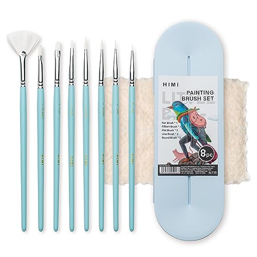 HIMI Pinsel-Set für Acryl-, Öl-, Gouache-/Aquarellfarbe, interessantes Design, schönes Geschenk für Künstler, Bastler, Anfänger, Künstler, Blau, 8 Stück HIMI Pinsel-Set für Acryl-, Öl-, Gouache-/Aquarellfarbe, interessantes Design, schönes Geschenk für Künstler, Bastler, Anfänger, Künstler, Blau, 8 Stück von HIMI