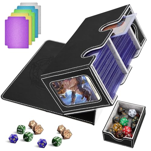 HIMOMO MTG Deck Box, Commander Magic Deck Box für 200+ Karten, PU-Leder Magnetverschluss Trading Card Box, kompatibel mit MTG Yugioh PKM, mit 2 Kartonteiler, Würfelbox, 1 Magnetic Card Holder HIMOMO MTG Deck Box, Commander Magic Deck Box für 200+ Karten, PU-Leder Magnetverschluss Trading Card Box, kompatibel mit MTG Yugioh PKM, mit 2 Kartonteiler, Würfelbox, 1 Magnetic Card Holder von HIMOMO