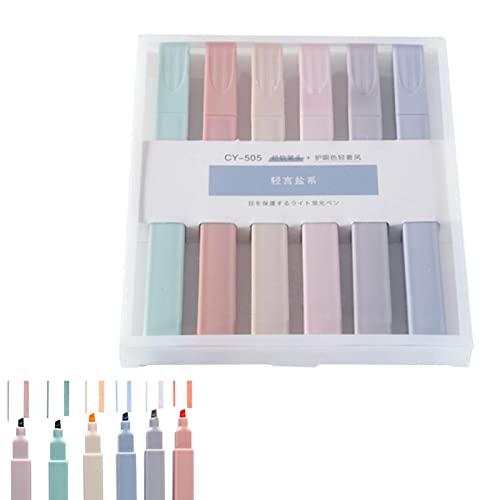 HINAA 6 x Textmarker, ästhetisch, niedlich, adretten Stuff, milde, weiche Keilspitze, Pastell-Textmarker, Marker, Schreibwaren, Schulbedarf, Bibel-Textmarker, helles Salz von HINAA