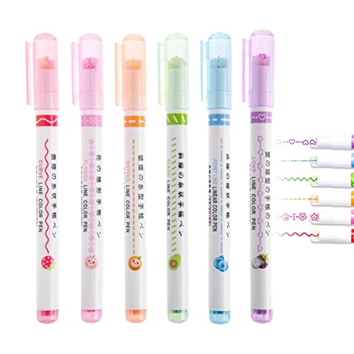 HINAA Curves Textmarker Malstifte, 6 Arten Kurven Muster Pastell-Textmarker für Journaling, Notebook-Marker, Scrapbooking, Schreibwarenbedarf, erfrischende und freundliche Tintenfarben HINAA Curves Textmarker Malstifte, 6 Arten Kurven Muster Pastell-Textmarker für Journaling, Notebook-Marker, Scrapbooking, Schreibwarenbedarf, erfrischende und freundliche Tintenfarben von HINAA