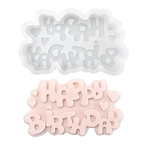 HINAA Happy Birthday Silikonformen | Weihnachten Tischdekoration Harz Formen Silikon | Geburtstag Weihnachten Silikon Harz Gießform für Epoxidharz, Aromatherapie Steine, Weihnachtsfeier Gastgeschenke von HINAA