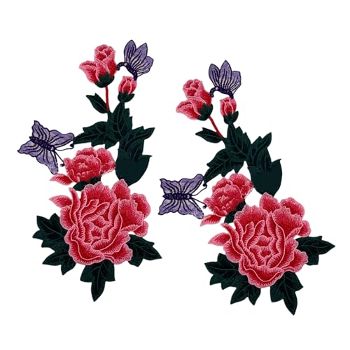 2 Stück Aufnäher / Bügelbilder mit Blumenstickerei, Blumenaufnäher für Rucksäcke, Dekorationen, Blumenaufnäher, bestickte Flicken zum Aufbügeln/Aufnähen 2 Stück Aufnäher / Bügelbilder mit Blumenstickerei, Blumenaufnäher für Rucksäcke, Dekorationen, Blumenaufnäher, bestickte Flicken zum Aufbügeln/Aufnähen von HINAYOSAN