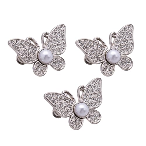 3 x Strass-Schmetterling-Clip-Verschlüsse, für Jeans, Hosen, Strumpfhalter für Damen, stilvolles Cinching-Zubehör, Schmetterlingsschnalle von HINAYOSAN