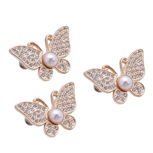 3 x Strass-Schmetterling-Clip-Verschlüsse, für Jeans, Hosen, Strumpfhalter für Damen, stilvolles Cinching-Zubehör, Schmetterlingsschnalle 3 x Strass-Schmetterling-Clip-Verschlüsse, für Jeans, Hosen, Strumpfhalter für Damen, stilvolles Cinching-Zubehör, Schmetterlingsschnalle von HINAYOSAN