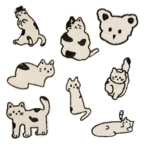 Aufnäher zum Aufbügeln, Motiv: Cartoon-Katzen, 8 Stück Aufnäher zum Aufbügeln, Motiv: Cartoon-Katzen, 8 Stück von HINAYOSAN