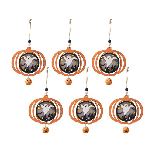 Beleuchtete Behänge aus Holz für Halloween-Party-Dekoration, handgefertigter Fensteranhänger, Kürbis/Fledermaus/Spinnen, Ornament, Schulveranstaltung, Verzierung, 6 Stück Beleuchtete Behänge aus Holz für Halloween-Party-Dekoration, handgefertigter Fensteranhänger, Kürbis/Fledermaus/Spinnen, Ornament, Schulveranstaltung, Verzierung, 6 Stück von HINAYOSAN