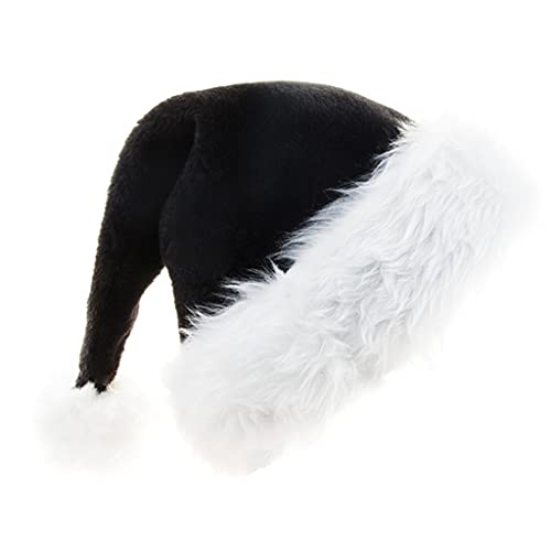 HINAYOSAN 1 x Weihnachtsmütze, schwarz, weicher Plüsch, Weihnachtsmannmütze für Weihnachtsfeier, Ornamente, Partyzubehör für W/Kostümteil HINAYOSAN 1 x Weihnachtsmütze, schwarz, weicher Plüsch, Weihnachtsmannmütze für Weihnachtsfeier, Ornamente, Partyzubehör für W/Kostümteil von HINAYOSAN