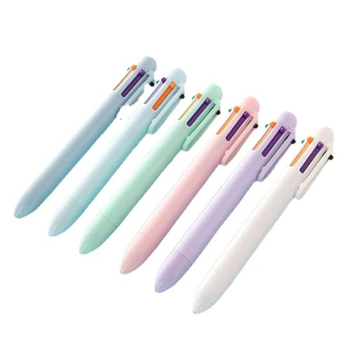 HINAYOSAN 6 Stück 6 Farben, mehrfarbig, 0,5 mm, einziehbarer Kugelschreiber für Notizen, Kunstwerke, Büro, Schule von HINAYOSAN
