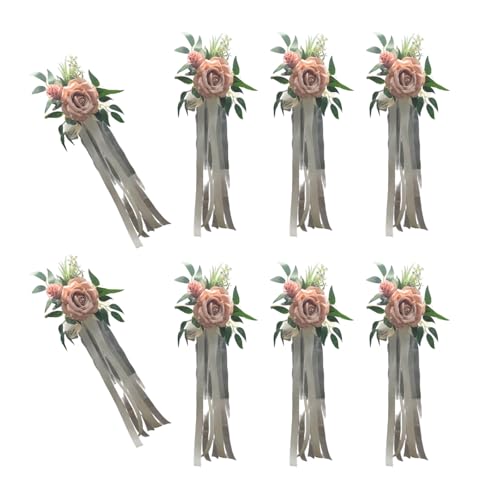 HINAYOSAN 6 elegante weiße künstliche Blumen-Stuhl-Dekorationen, Bänke, Bänke, Blumen mit Bändern, für Hochzeit, Gang, Partyzubehör HINAYOSAN 6 elegante weiße künstliche Blumen-Stuhl-Dekorationen, Bänke, Bänke, Blumen mit Bändern, für Hochzeit, Gang, Partyzubehör von HINAYOSAN