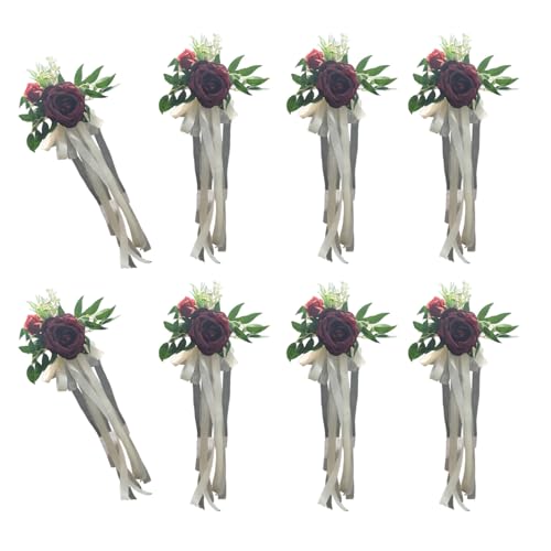 HINAYOSAN 6 elegante weiße künstliche Blumen-Stuhl-Dekorationen, Bänke, Bänke, Blumen mit Bändern, für Hochzeit, Gang, Partyzubehör HINAYOSAN 6 elegante weiße künstliche Blumen-Stuhl-Dekorationen, Bänke, Bänke, Blumen mit Bändern, für Hochzeit, Gang, Partyzubehör von HINAYOSAN
