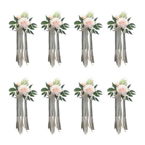 HINAYOSAN 6 elegante weiße künstliche Blumen-Stuhl-Dekorationen, Bänke, Bänke, Blumen mit Bändern, für Hochzeit, Gang, Partyzubehör HINAYOSAN 6 elegante weiße künstliche Blumen-Stuhl-Dekorationen, Bänke, Bänke, Blumen mit Bändern, für Hochzeit, Gang, Partyzubehör von HINAYOSAN
