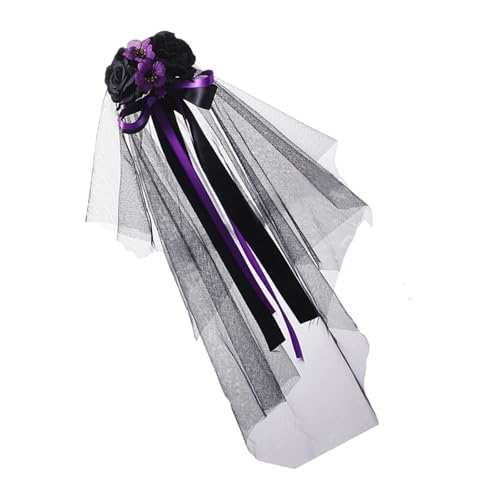 HINAYOSAN Damen Halloween Hexe Schleier Typ Band Kostüm Kopfschmuck für Themenpartys und Cosplay Hexenkleid Damenkleidung von HINAYOSAN