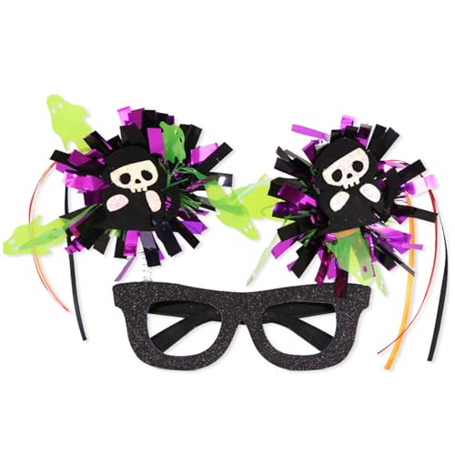 HINAYOSAN Festliche Brille Halloween Glitzer Brille Foto Requisiten für Teenager Erwachsene Schädel Frühling für Party Feier Halloween Party Set HINAYOSAN Festliche Brille Halloween Glitzer Brille Foto Requisiten für Teenager Erwachsene Schädel Frühling für Party Feier Halloween Party Set von HINAYOSAN