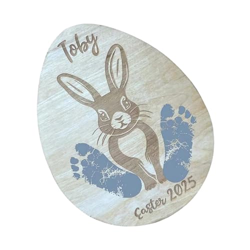 HINAYOSAN Fußabdruck-Schild mit Ostermotiv, einzigartige Babypartys, Oster-Fußabdruck, Handabdruck, Kunstschild, Gedenktafel von HINAYOSAN