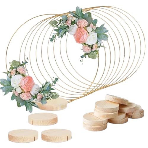 HINAYOSAN Modische, stabile Metallringe mit stilvollen Holzständern für Hochzeit, Schreibtisch, Dekoration, Wandkunst und Handwerk HINAYOSAN Modische, stabile Metallringe mit stilvollen Holzständern für Hochzeit, Schreibtisch, Dekoration, Wandkunst und Handwerk von HINAYOSAN