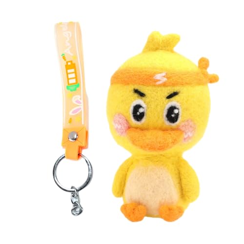 HINAYOSAN Nadelfilz-Kits, niedlicher Enten-Schlüsselanhänger, Nadelfilz-Starter-Set, Filzwolle, schöne Entenwolle, Hobbystarter von HINAYOSAN