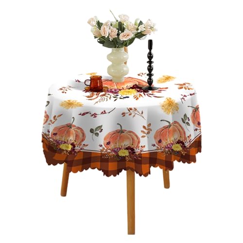 HINAYOSAN Runde Tischdecke, 150 cm, abwischbar und waschbar, Tischdecken für Herbstdekoration, Erntedankfest von HINAYOSAN