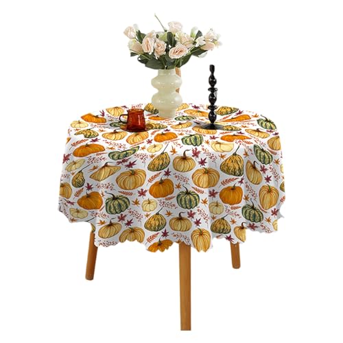 HINAYOSAN Runde Tischdecke, 150 cm, abwischbar und waschbar, Tischdecken für Herbstdekoration, Erntedankfest von HINAYOSAN