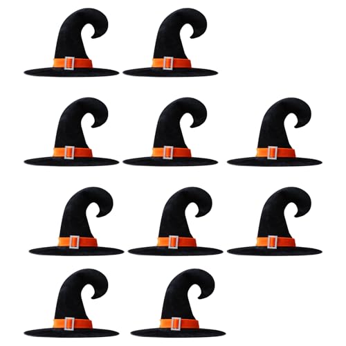 HINAYOSAN Set mit 10 handgefertigten Hexenhuten, bequeme Zauberermützen, stilvolles Party-Zubehör für Halloween, Maskeraden und Karneval HINAYOSAN Set mit 10 handgefertigten Hexenhuten, bequeme Zauberermützen, stilvolles Party-Zubehör für Halloween, Maskeraden und Karneval von HINAYOSAN