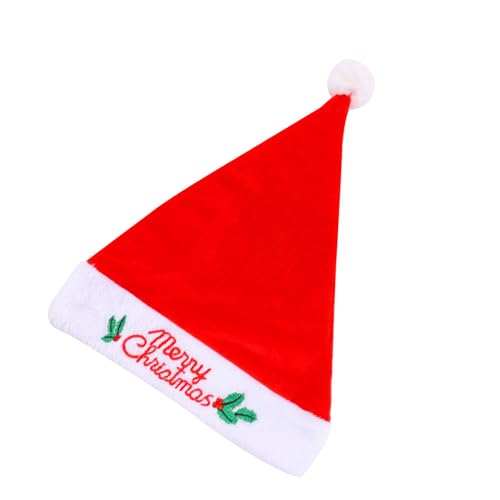 HINAYOSAN Warme Nikolausmütze, Stickerei, dicker Plüsch, für Urlaub, Komfort-Innenfutter, Weihnachten, Neujahr, Symbol-Kappen mit weißer Krempe HINAYOSAN Warme Nikolausmütze, Stickerei, dicker Plüsch, für Urlaub, Komfort-Innenfutter, Weihnachten, Neujahr, Symbol-Kappen mit weißer Krempe von HINAYOSAN
