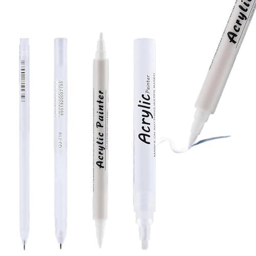 Künstler-Marker, wasserabweisend, schnell trocknend, weißer Acrylstift zum Skizzieren, Kunst, Zeichnen, Tagebuch, Scrapbooking, weiße Textmarker, 4 Stück Künstler-Marker, wasserabweisend, schnell trocknend, weißer Acrylstift zum Skizzieren, Kunst, Zeichnen, Tagebuch, Scrapbooking, weiße Textmarker, 4 Stück von HINAYOSAN