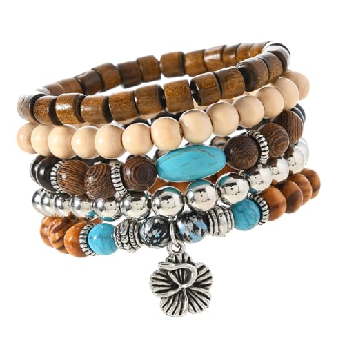 Leichte Holzperle und Türkis, handgefertigt für Freizeitkleidung, Accessoire für Frauen und Mädchen, Kokosnussschale und Türkis von HINAYOSAN
